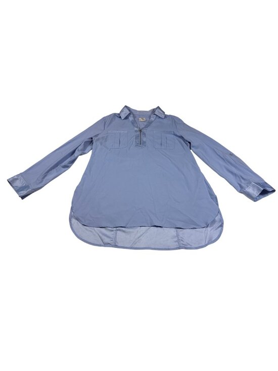 Chico's Tops - Chicos Womens Blue Tunic Shirt Size 1 With Pockets & Zipper (PP593)